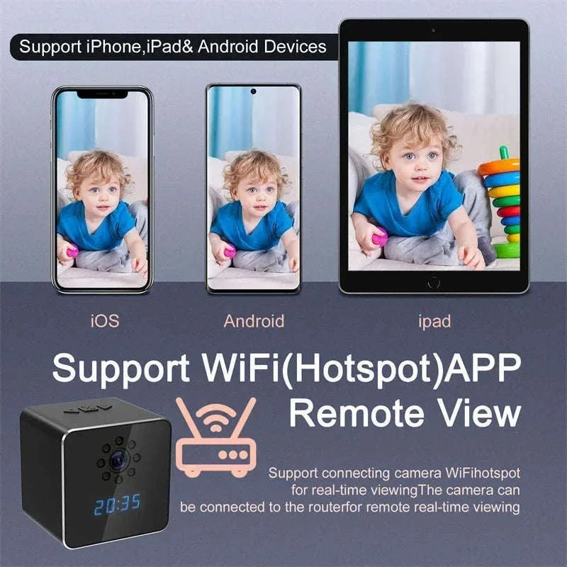 3-in-1 1080P WiFi Clock Camera with Bluetooth Speaker and Time Display-camera with 128GB
