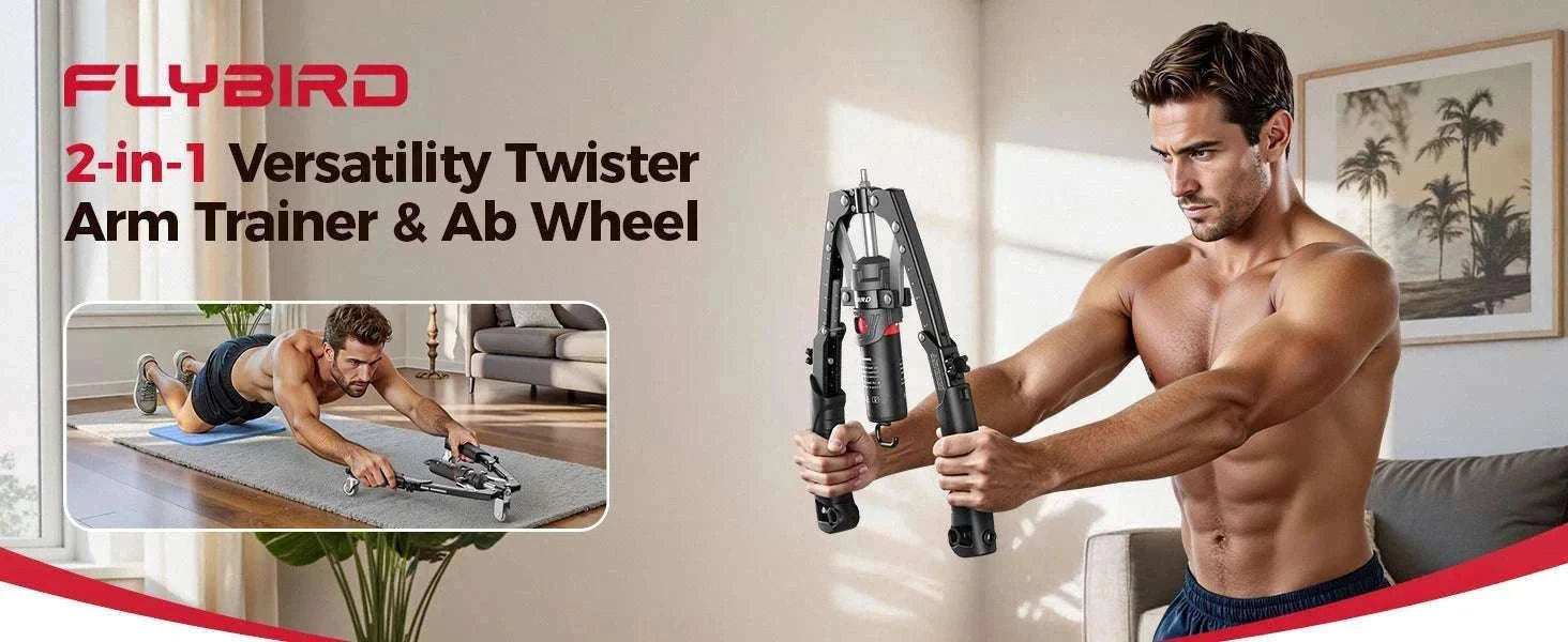 3-in-1 Adjustable Arm Trainer with Ab Roller & Hydraulic Resistance-Black / United States