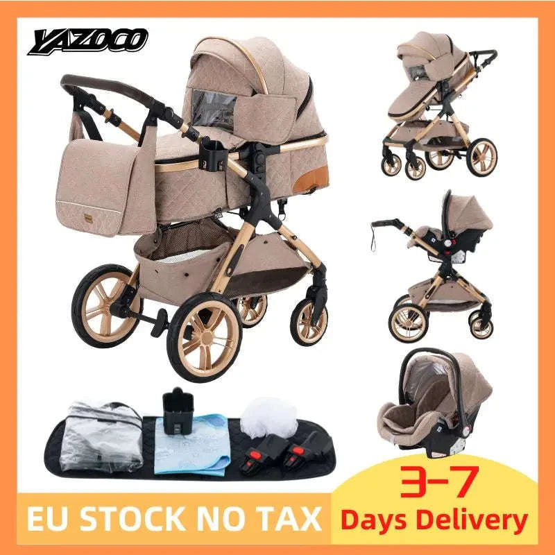 3‑in‑1 Baby Pram Travel System – Lightweight All‑Terrain Stroller-FGX1 GREY / PL