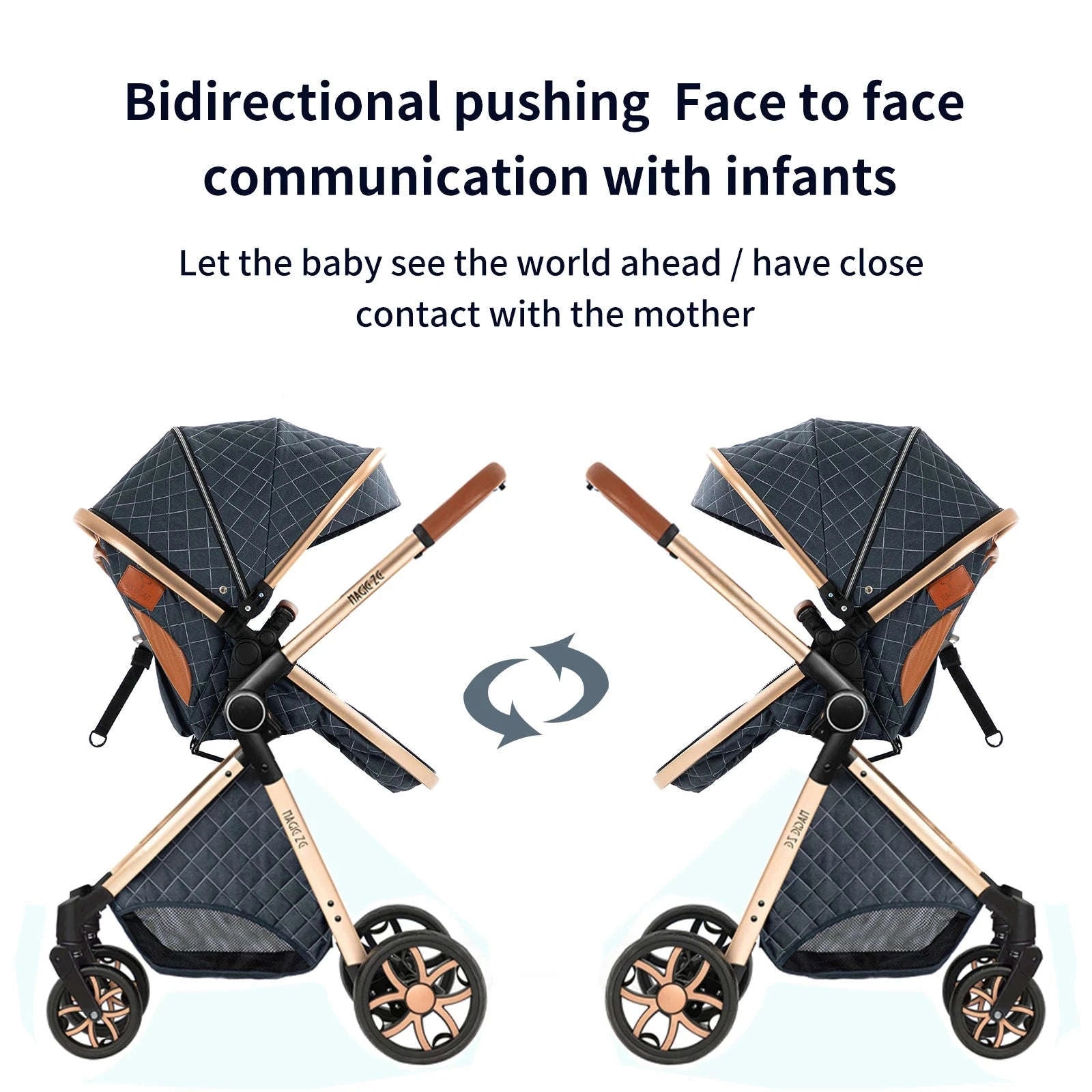 3‑in‑1 Baby Stroller Travel System Pushchair-V9-CHOCOLATE