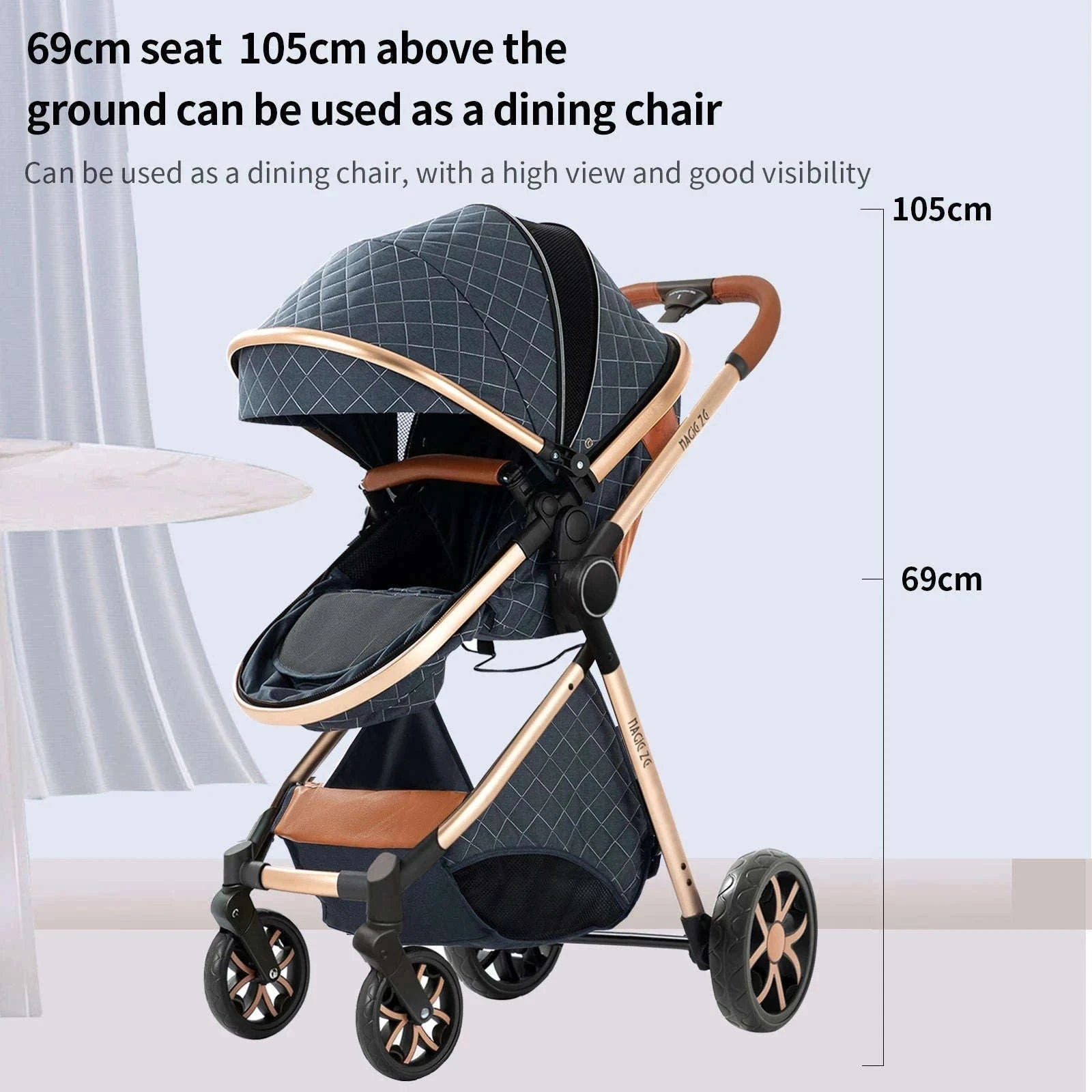 3-in-1 Baby Stroller Travel System Pushchair-V9-CHOCOLATE
