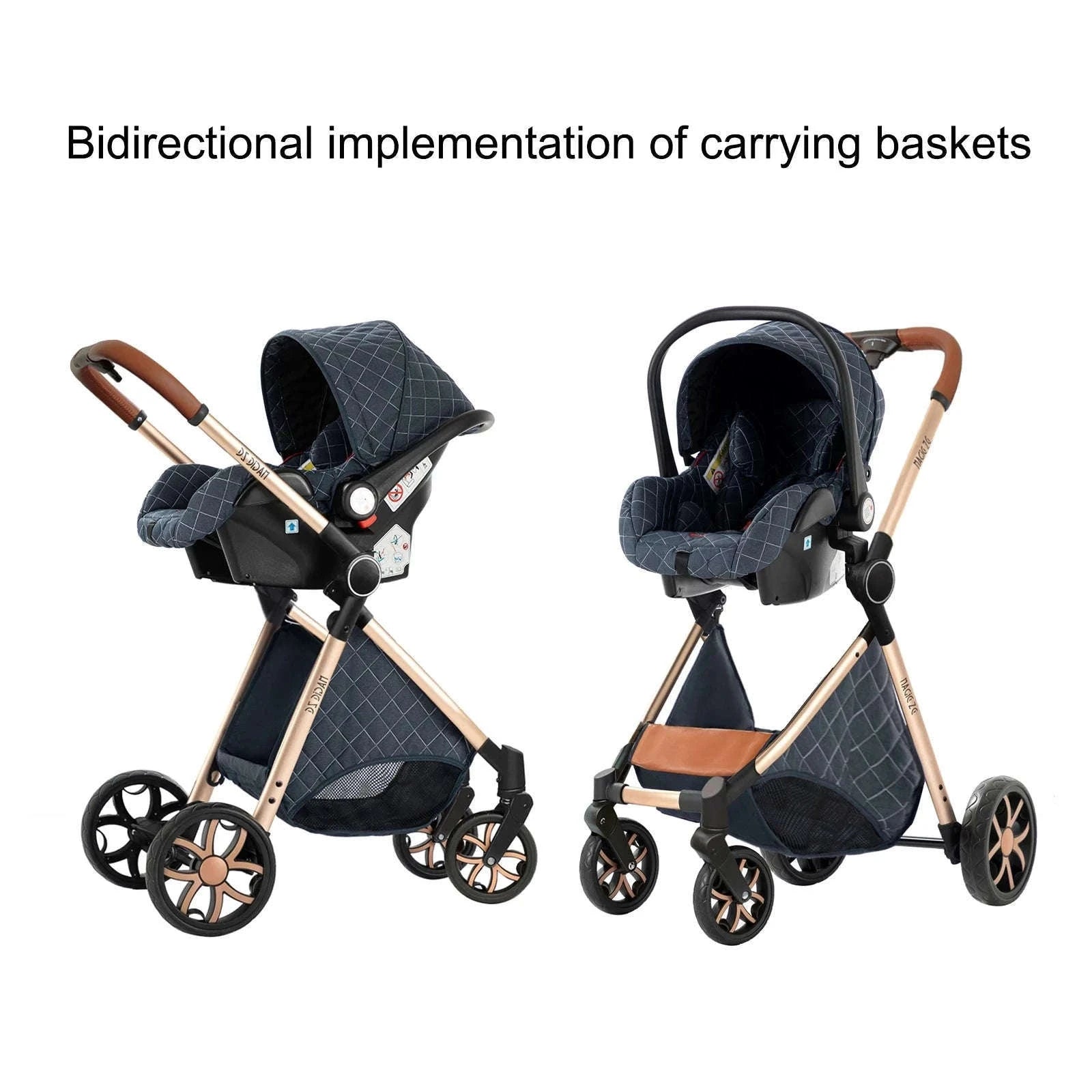 3-in-1 Baby Stroller Travel System Pushchair-V9-CHOCOLATE