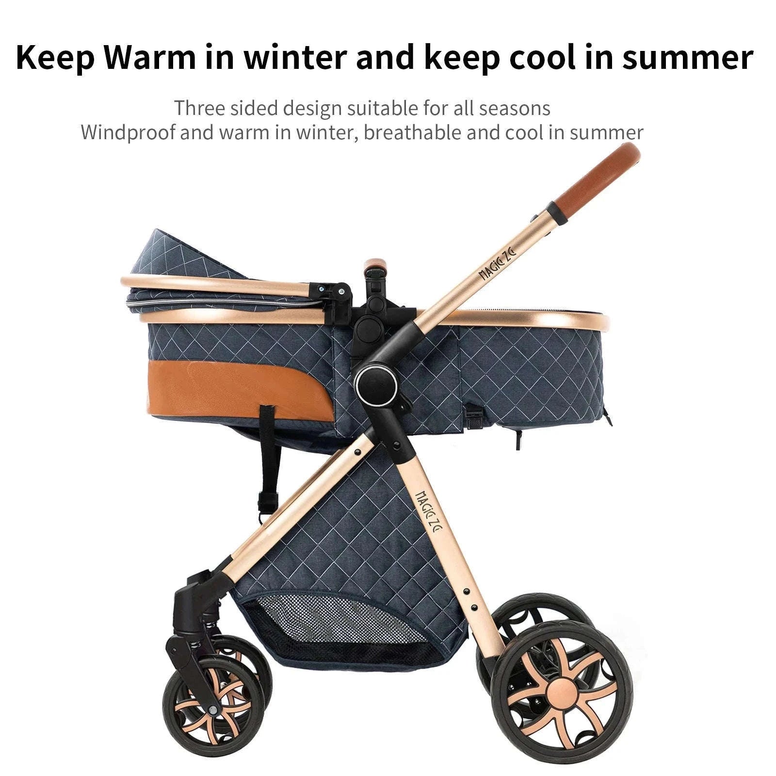 3-in-1 Baby Stroller Travel System Pushchair-V9-CHOCOLATE