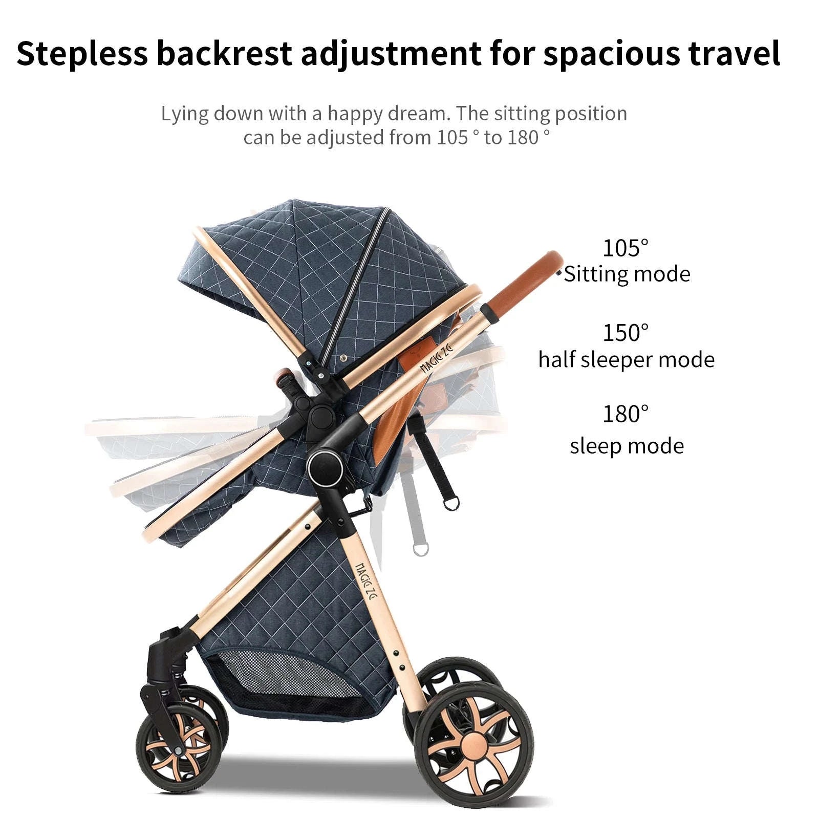 3‑in‑1 Baby Stroller Travel System Pushchair-V9-CHOCOLATE