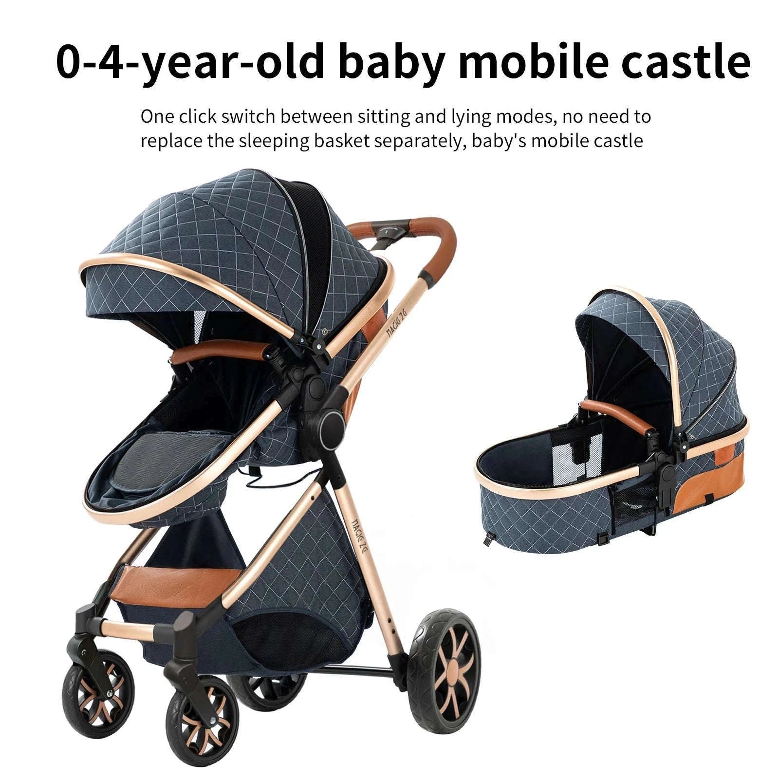 3-in-1 Baby Stroller Travel System Pushchair-V9-CHOCOLATE