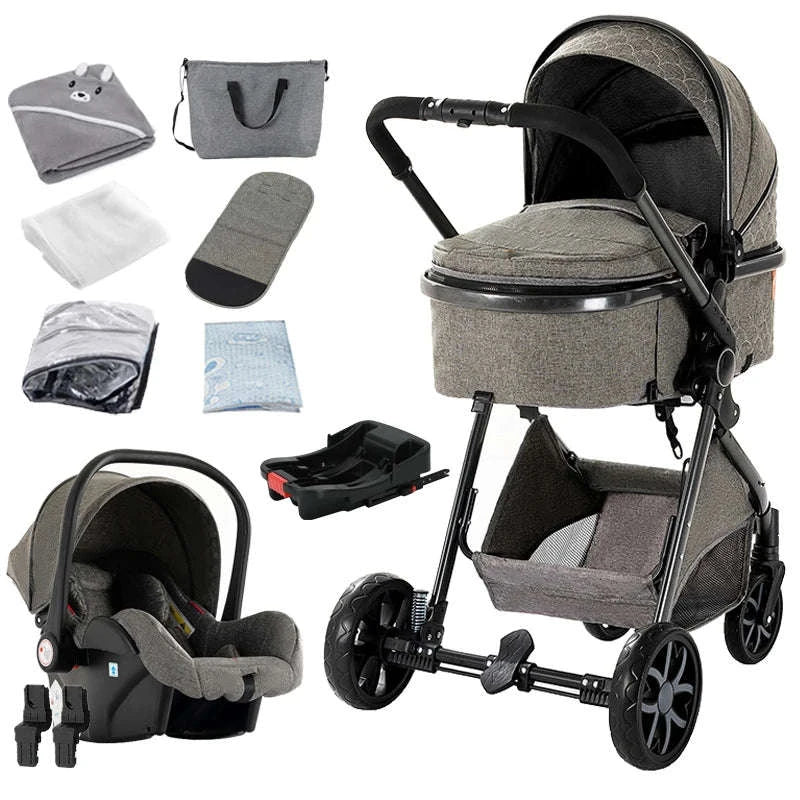 3‑in‑1 Baby Stroller Travel System Pushchair-V9-CHOCOLATE