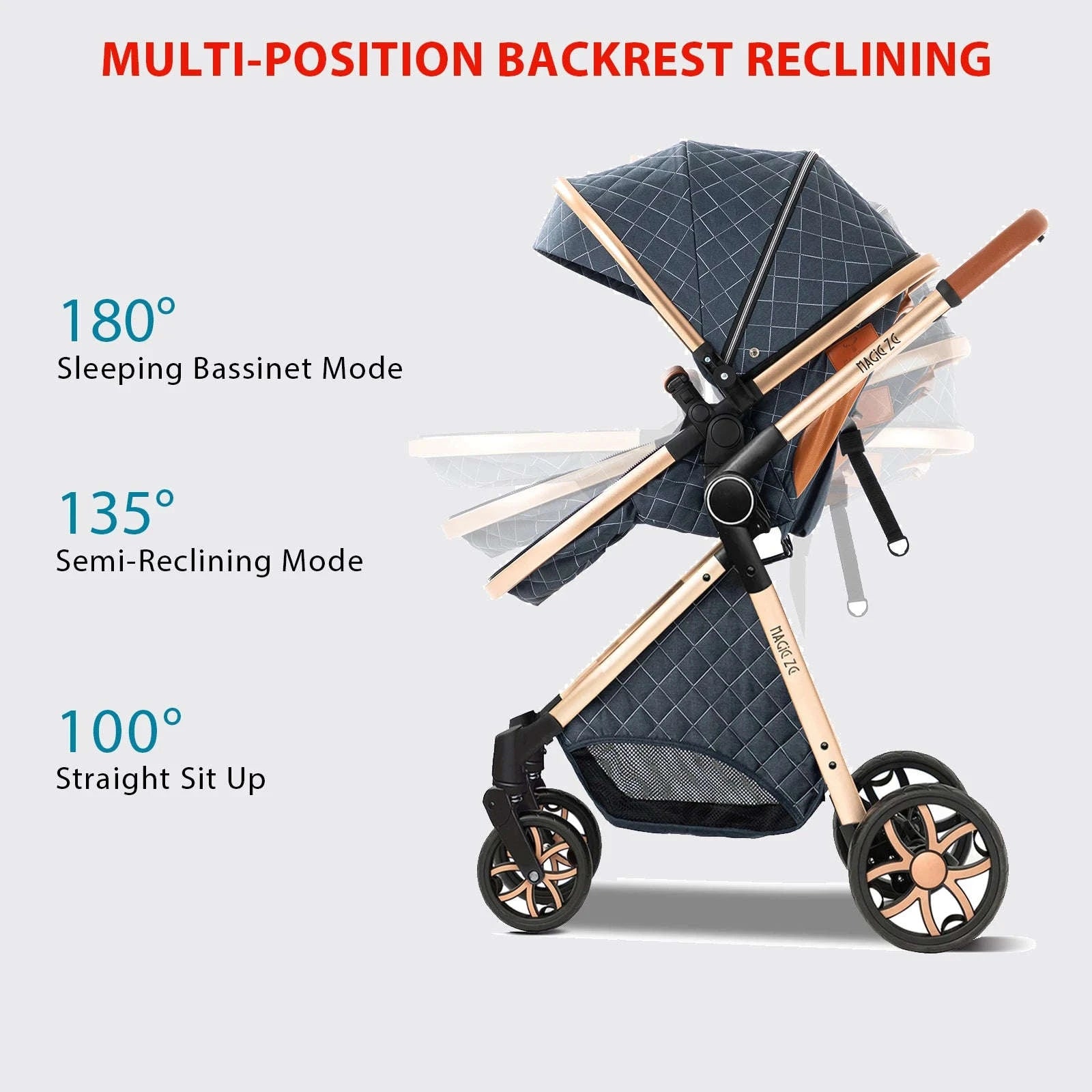 3‑in‑1 Baby Stroller Travel System Pushchair-V9-CHOCOLATE