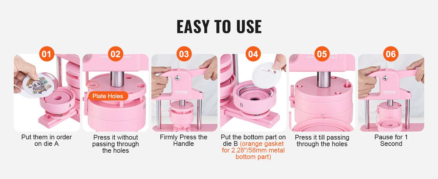 3-in-1 Button Maker Machine Kit with Panda Book & 3 Sizes-3in1 Pink / GERMANY