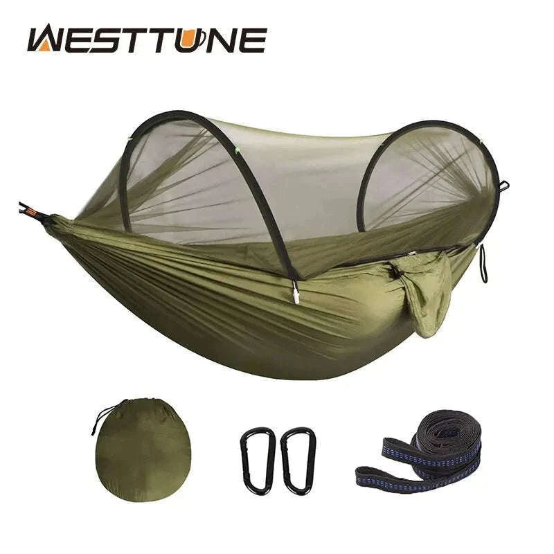 3-in-1 Camping Hammock with Mosquito Mesh and Quick Opening-Black L