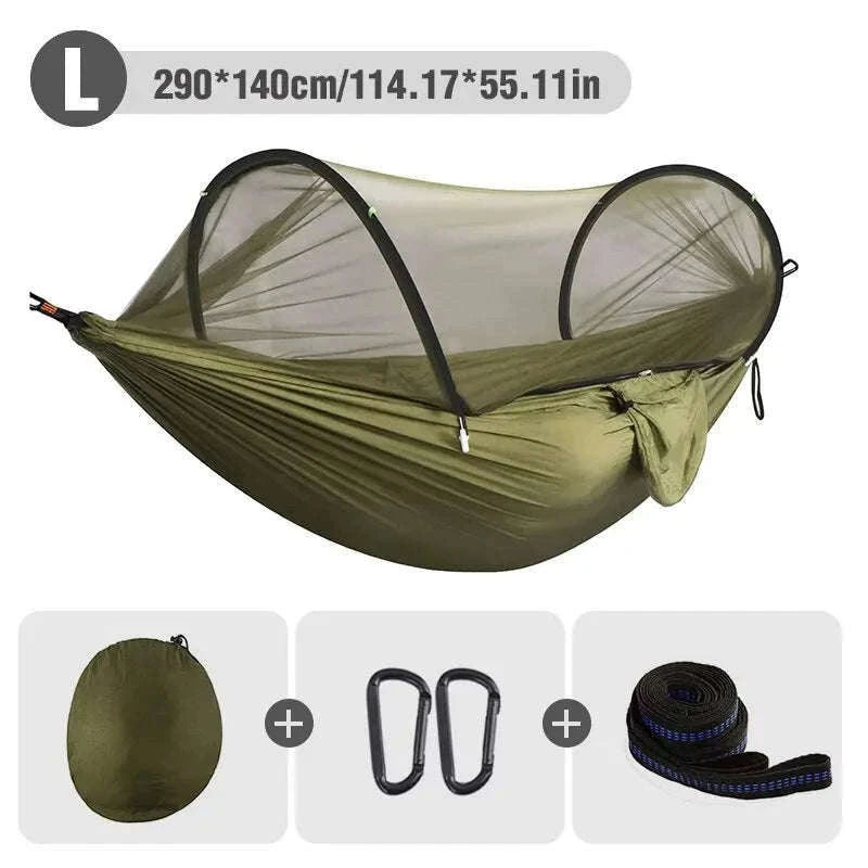 3-in-1 Camping Hammock with Mosquito Mesh and Quick Opening-Black L