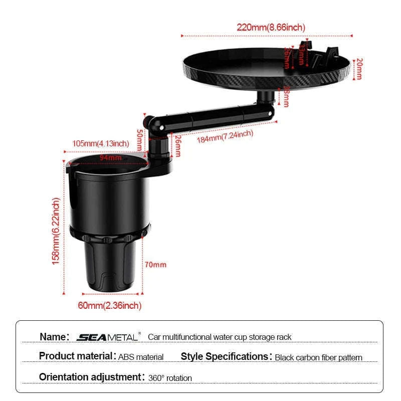 3 in 1 Car Cup Holder Extender with Tray-1Pack