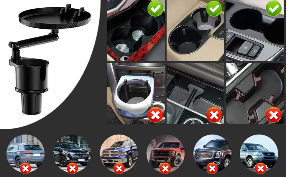 3 in 1 Car Cup Holder Extender with Tray-1Pack