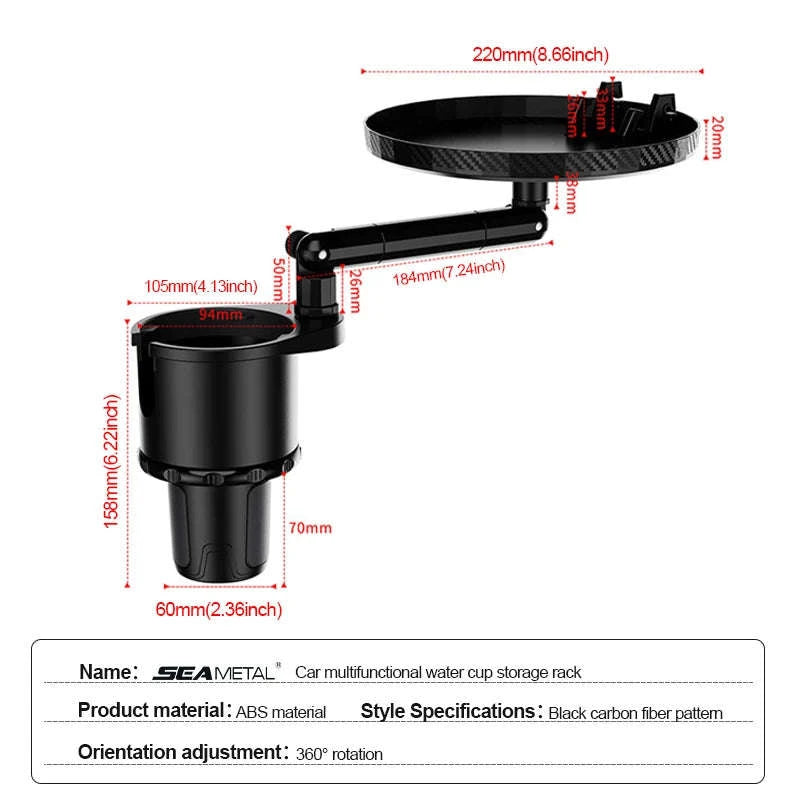 3 in 1 Car Cup Holder Extender with Tray-1Pack