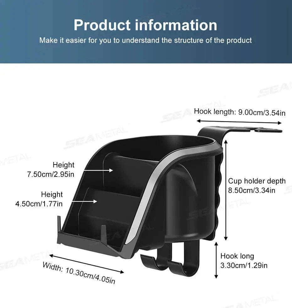 3 in 1 Car Headrest Cup Holder with Phone Mount and Hook-1 pc
