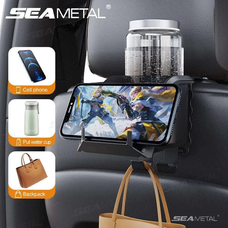 3 in 1 Car Headrest Cup Holder with Phone Mount and Hook-1 pc