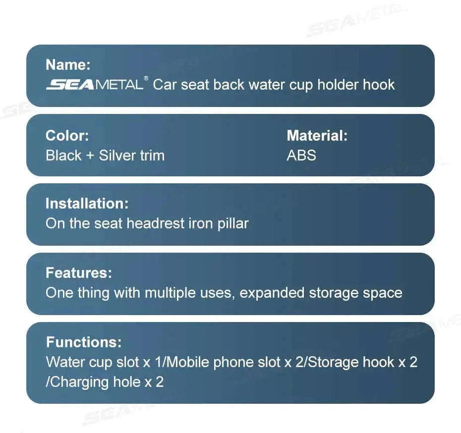 3 in 1 Car Headrest Cup Holder with Phone Mount and Hook-1 pc
