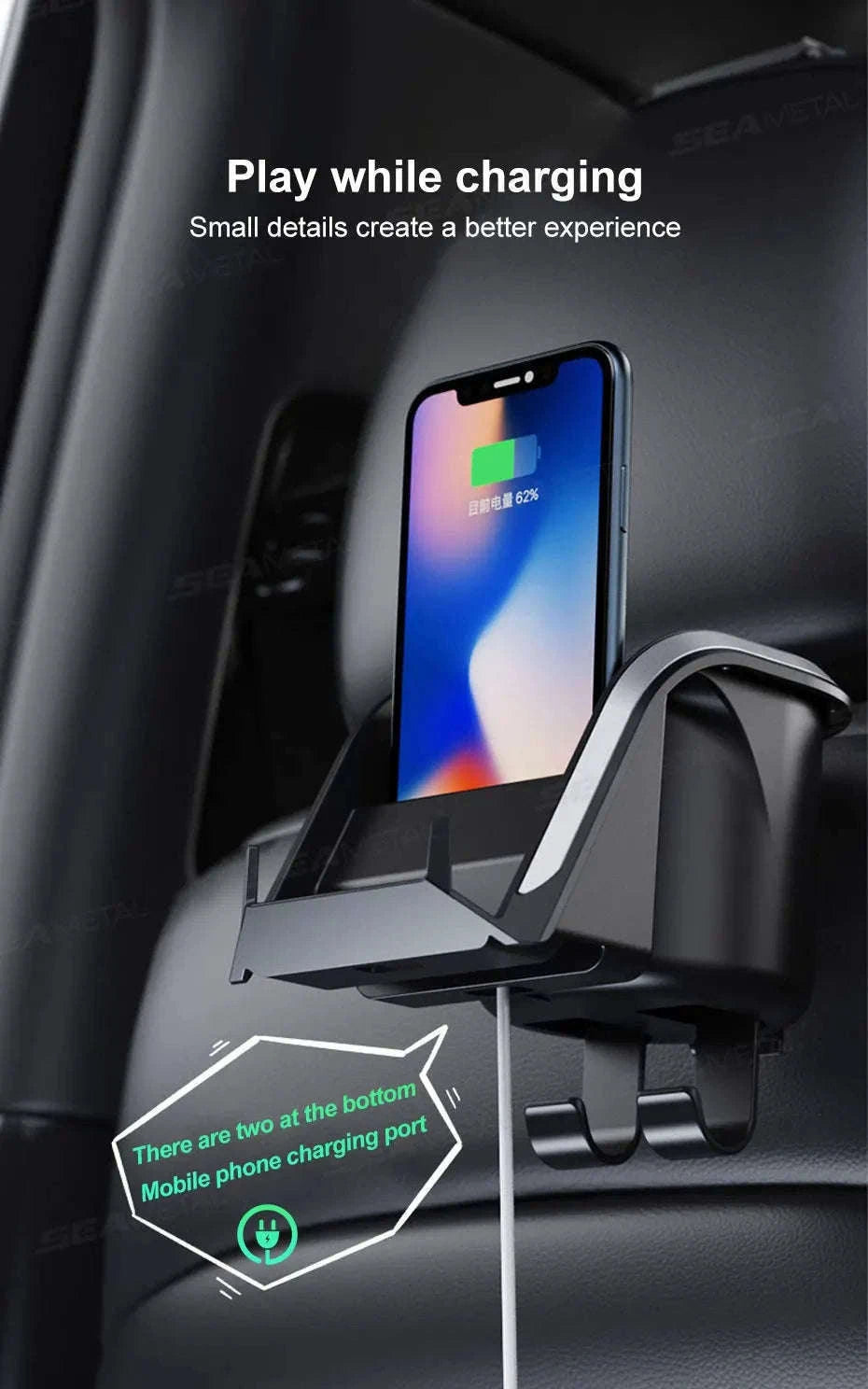 3 in 1 Car Headrest Cup Holder with Phone Mount and Hook-1 pc