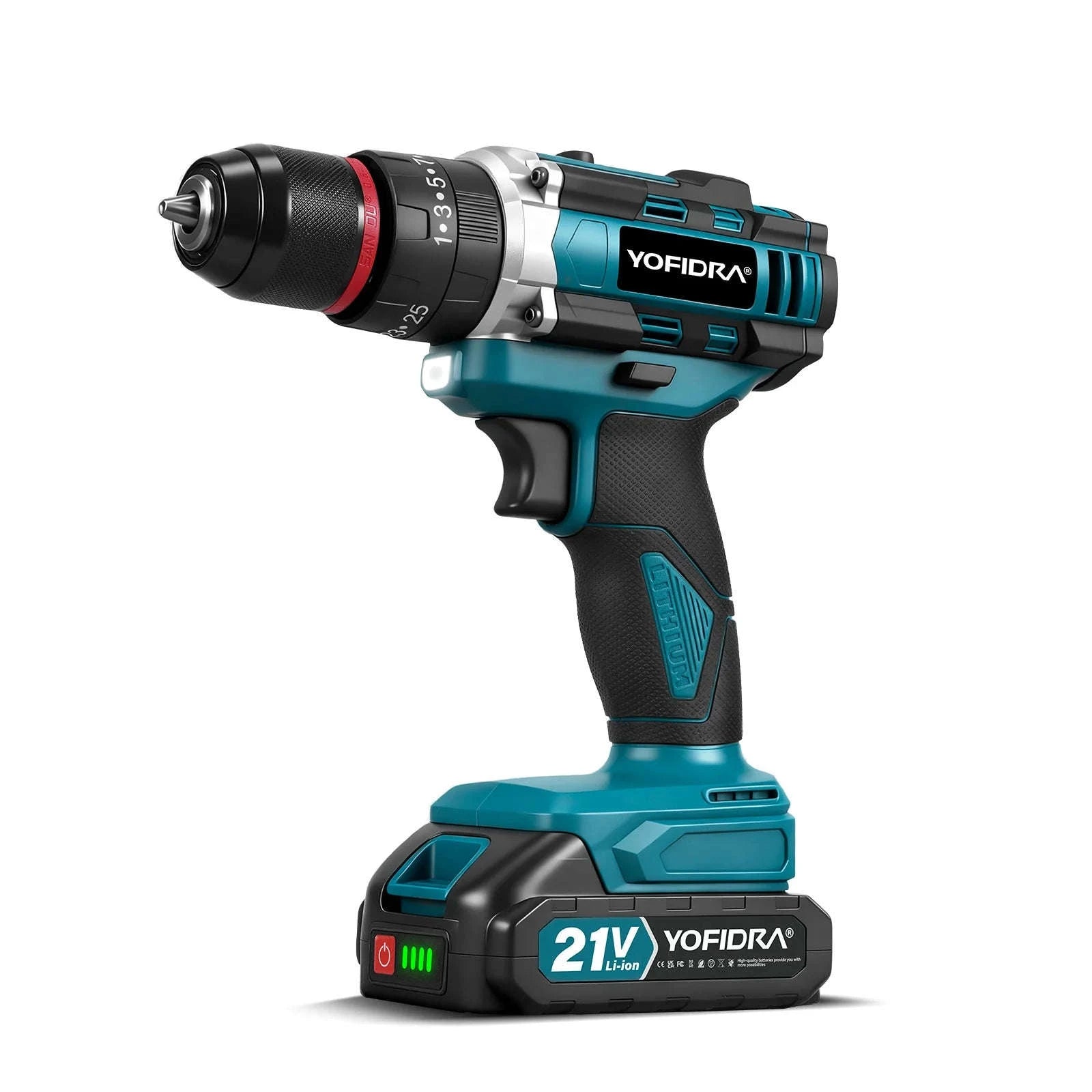 3-in-1 Cordless Impact Drill 21V 25+3 Torque 3/8 in Chuck-1 Battery / Germany