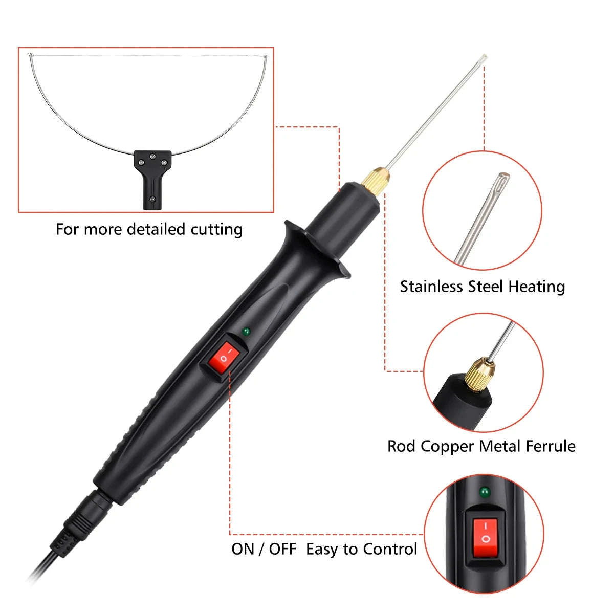 3-in-1 Electric Foam Cutter Kit with Hot Knife & Bow Tool-United States