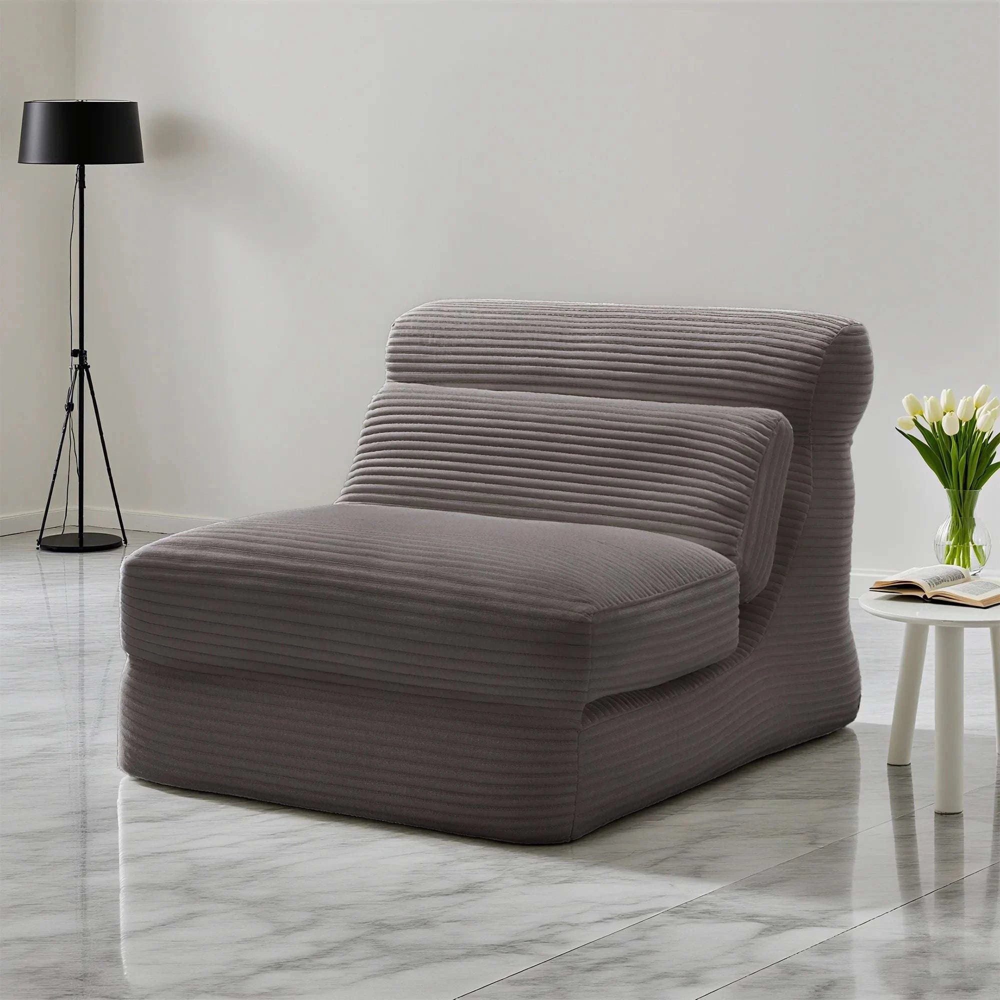 3-in-1 Folding Sofa Bed with Lumbar Support Corduroy Sleeper Chair-WHITE / One Seat / United States