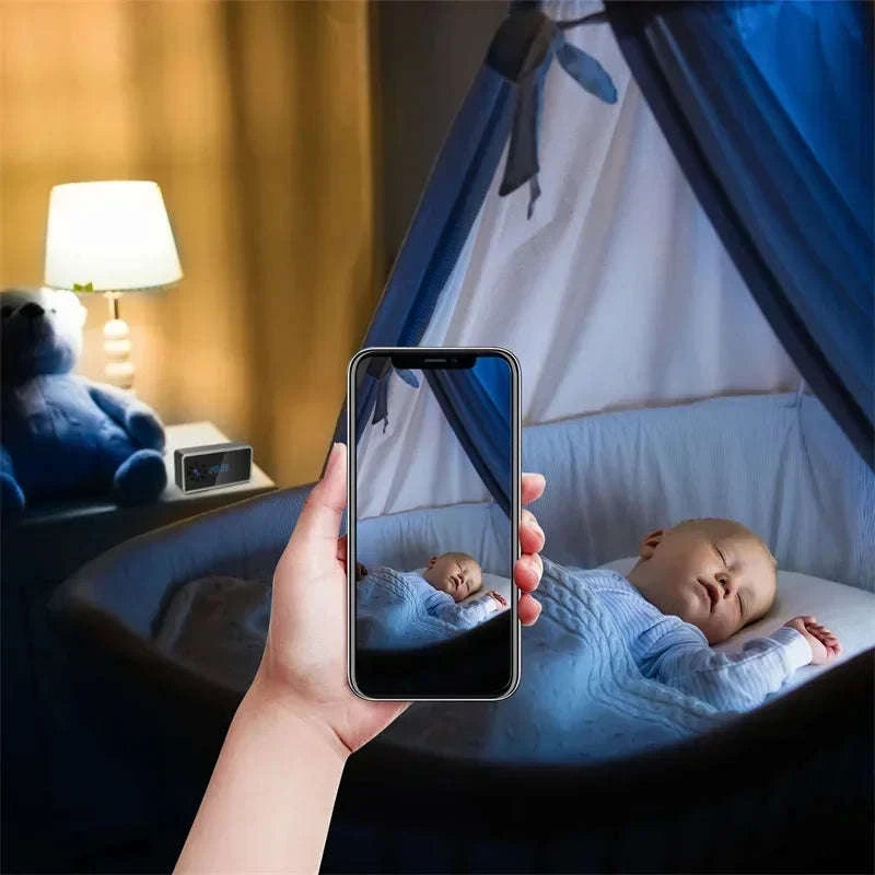 3 in 1 HD 1080P Wifi IP Clock Camera Desk Bluetooth Speakers Time Display Video Recorders Home Office Video Surveillance Camera-camera with 128GB