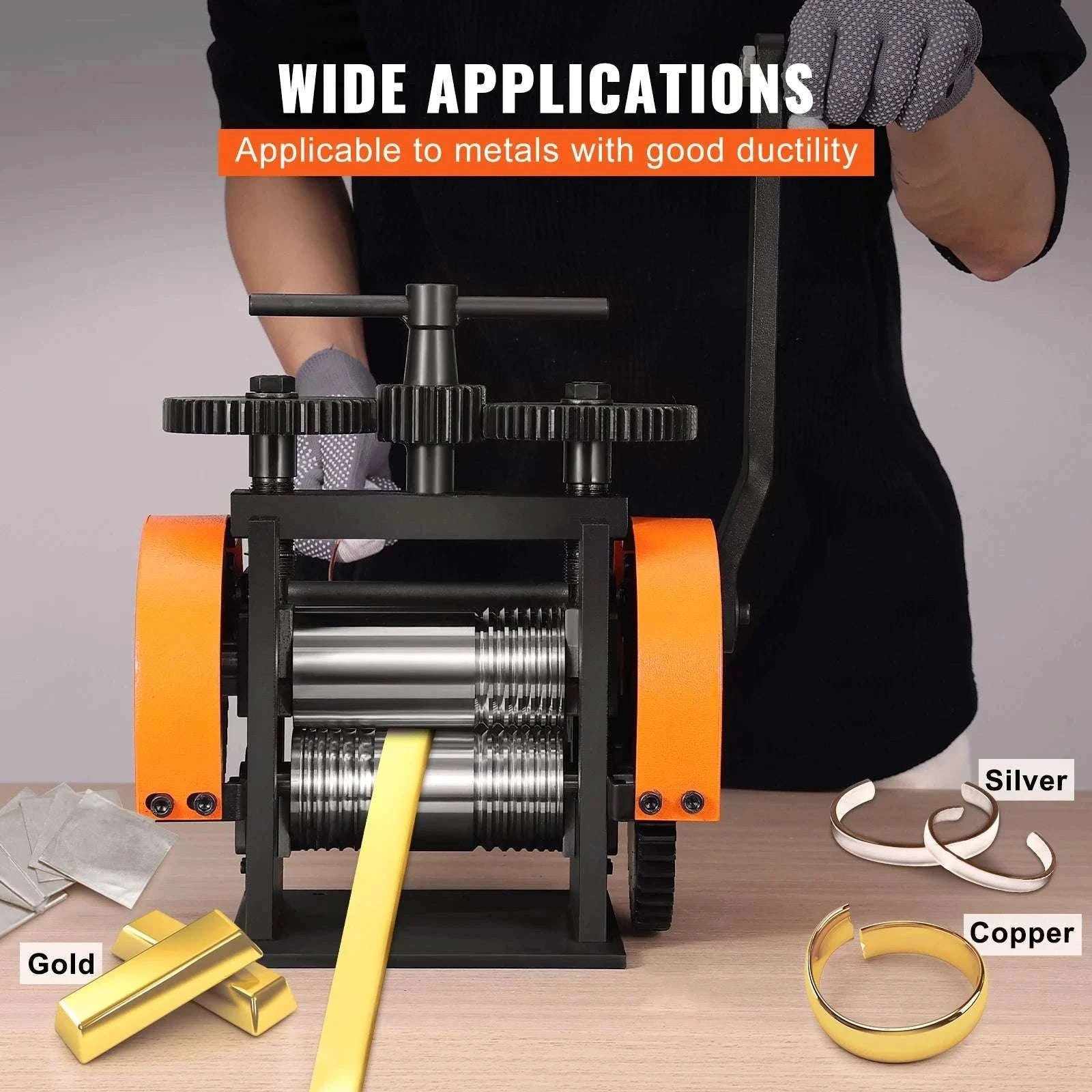 3-in-1 Jewelry Rolling Mill Machine for Sheet, Wire & Metal Forming-76mmW 0.1-7mmT / United States