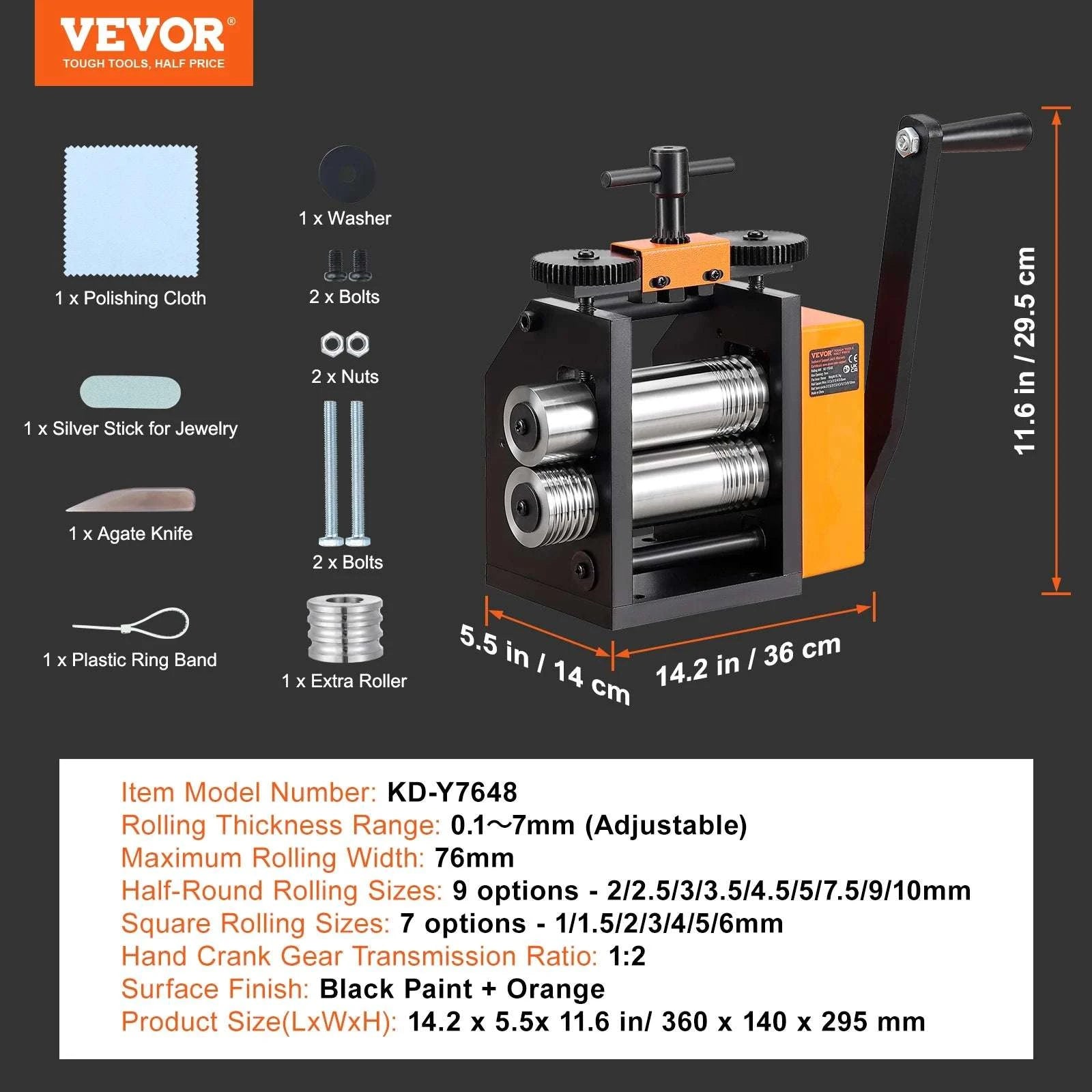 3-in-1 Jewelry Rolling Mill Machine for Sheet, Wire & Metal Forming-76mmW 0.1-7mmT / United States