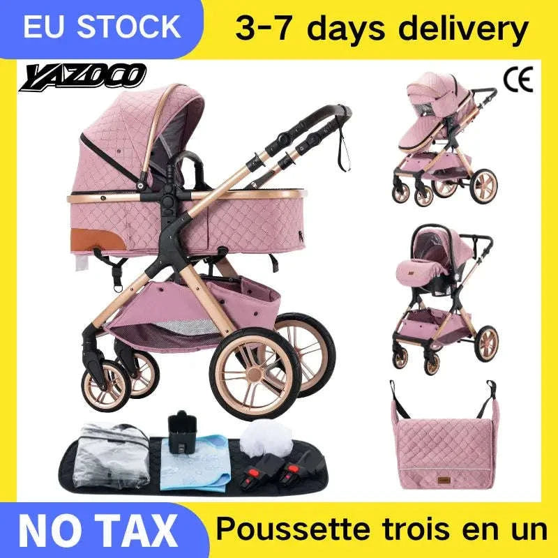 3‑in‑1 Luxury Baby Stroller Travel System-High version X1 KHAKI / PL