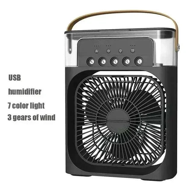 3-in-1 Mini Air Cooler Fan with Humidifier and Night Light-United States / black