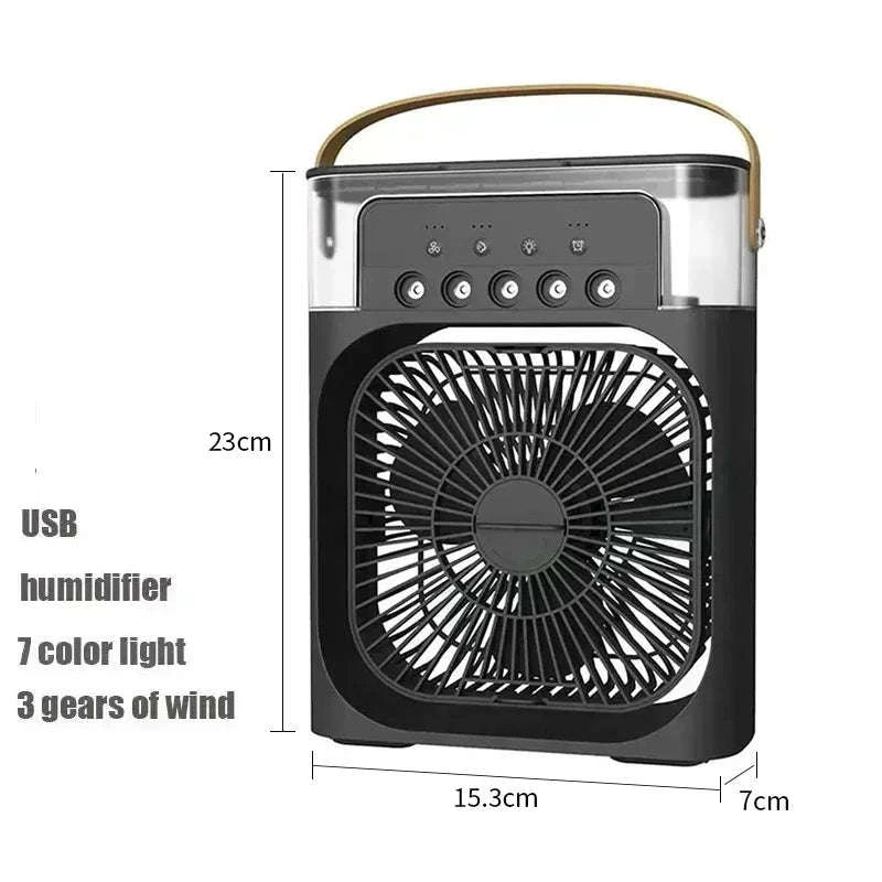3-in-1 Mini Air Cooler Fan with Humidifier and Night Light-United States / black