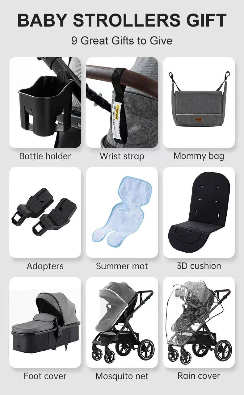 3‑in‑1 Multifunction Baby Stroller with Car Seat-H739 PINK / france