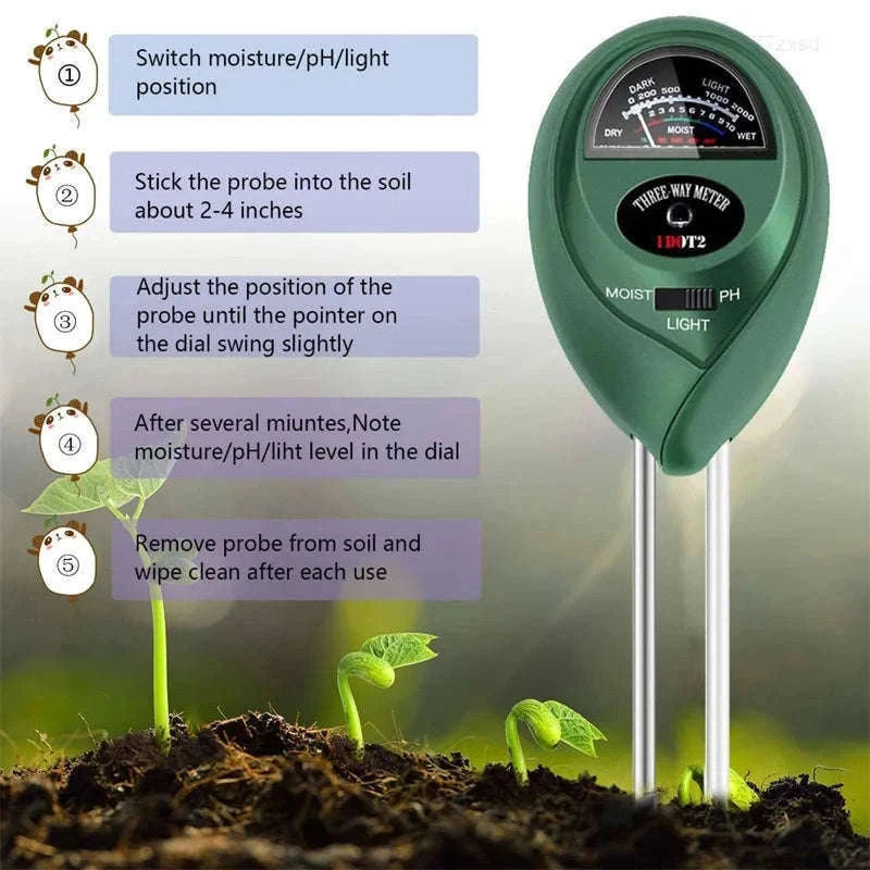 3-in-1 Soil Tester for Moisture, Light and pH-Default Title