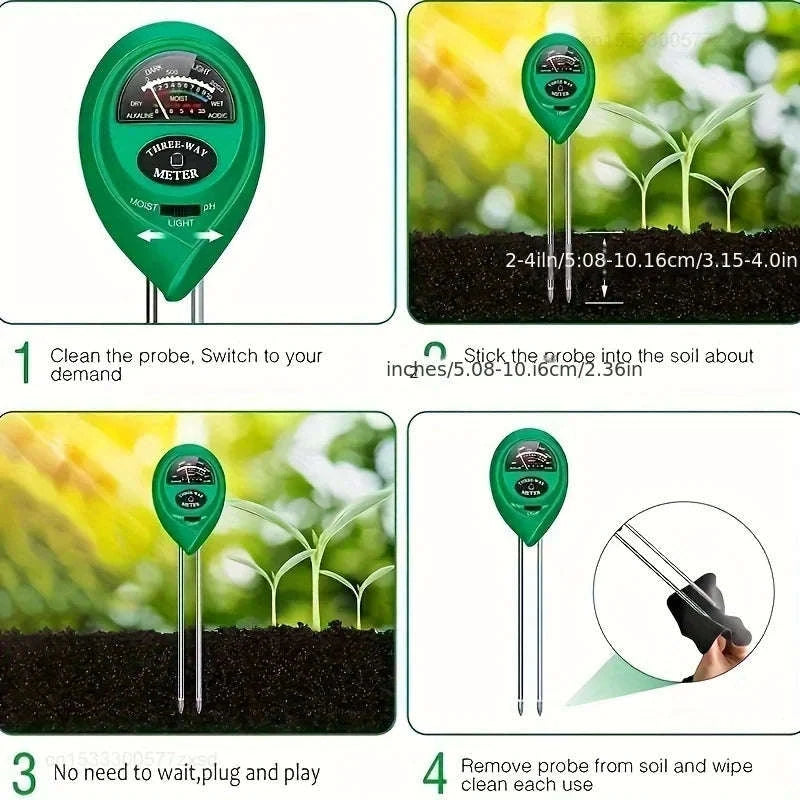 3-in-1 Soil Tester – Moisture, Light & pH Monitor-Default Title