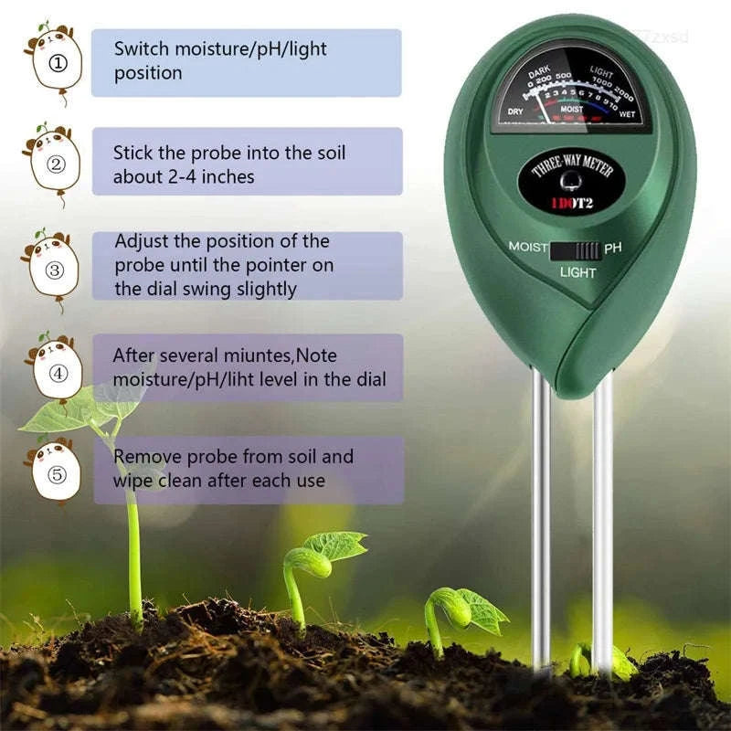 3-in-1 Soil Tester – Moisture, Light & pH Monitor-Default Title