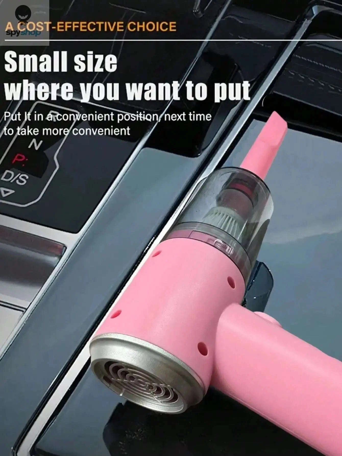 3‑in‑1 USB Portable Car Vacuum Cleaner – Compact Suction, Blower & Easy USB Charging-Pink
