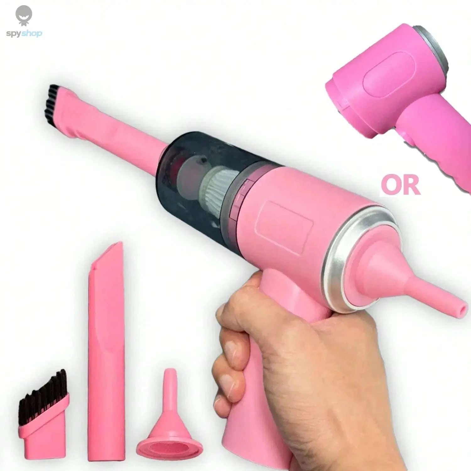 3‑in‑1 USB Portable Car Vacuum Cleaner – Compact Suction, Blower & Easy USB Charging-Pink