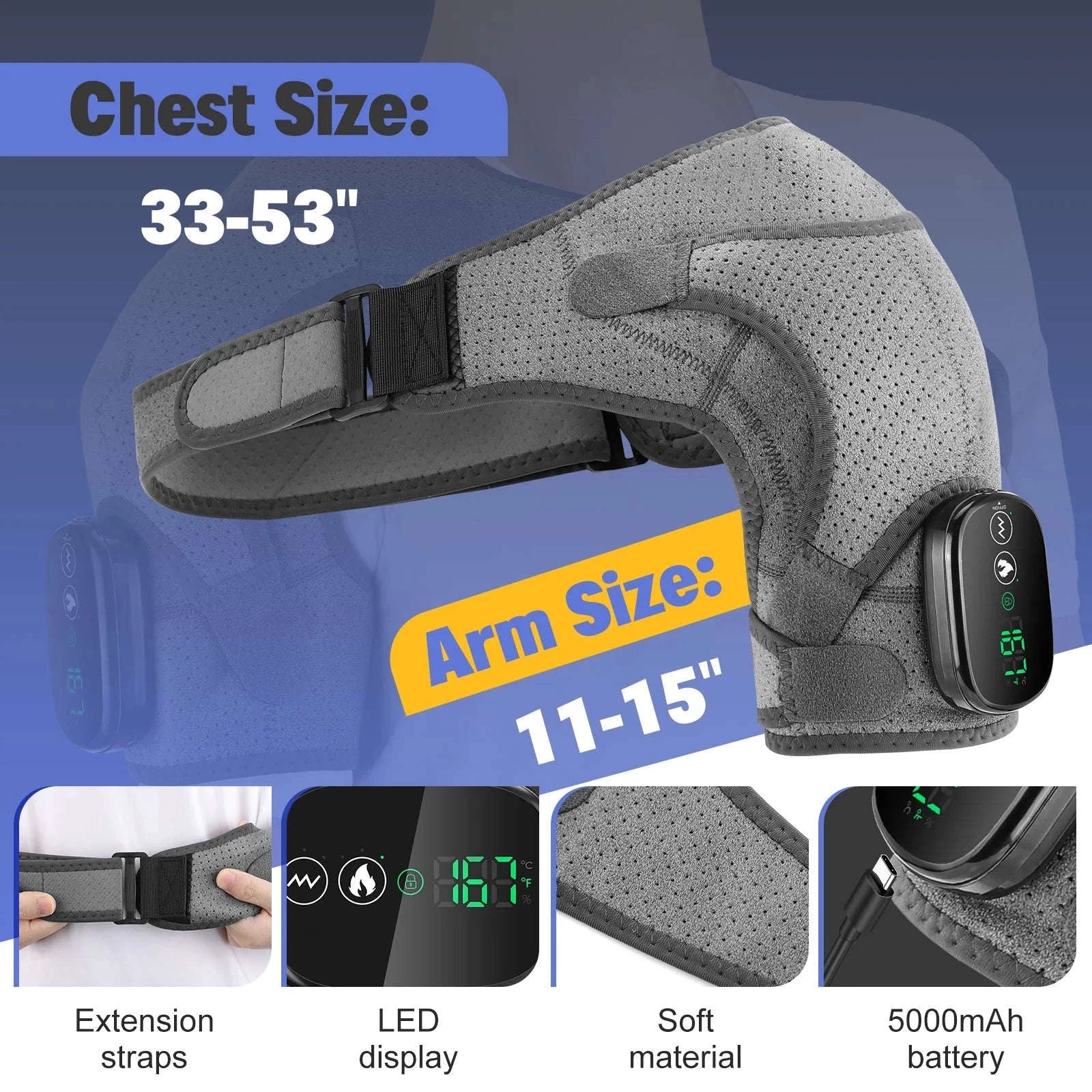 3 in 1 Vibration & Heating Shoulder Massager Pad-3 in 1-4000mAh / CHINA