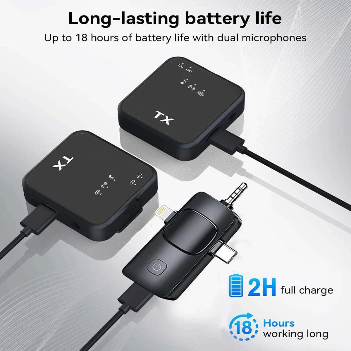 3‑in‑1 Wireless Lavalier Microphone for Camera, iPhone & Android-2PCS Lavalier Mic