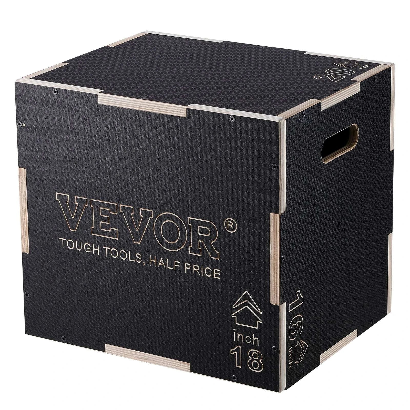 3-in-1 Wooden Plyometric Jump Box 20/18/16 Inch Anti-Slip-20x18x16inch / United States