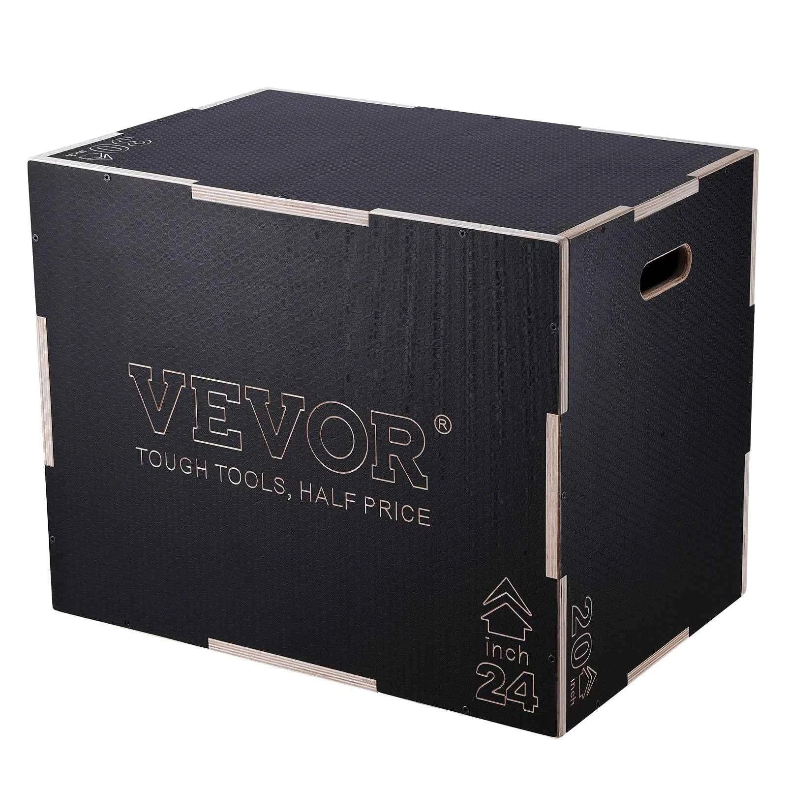 3-in-1 Wooden Plyometric Jump Box - Black-20x18x16inches / United States