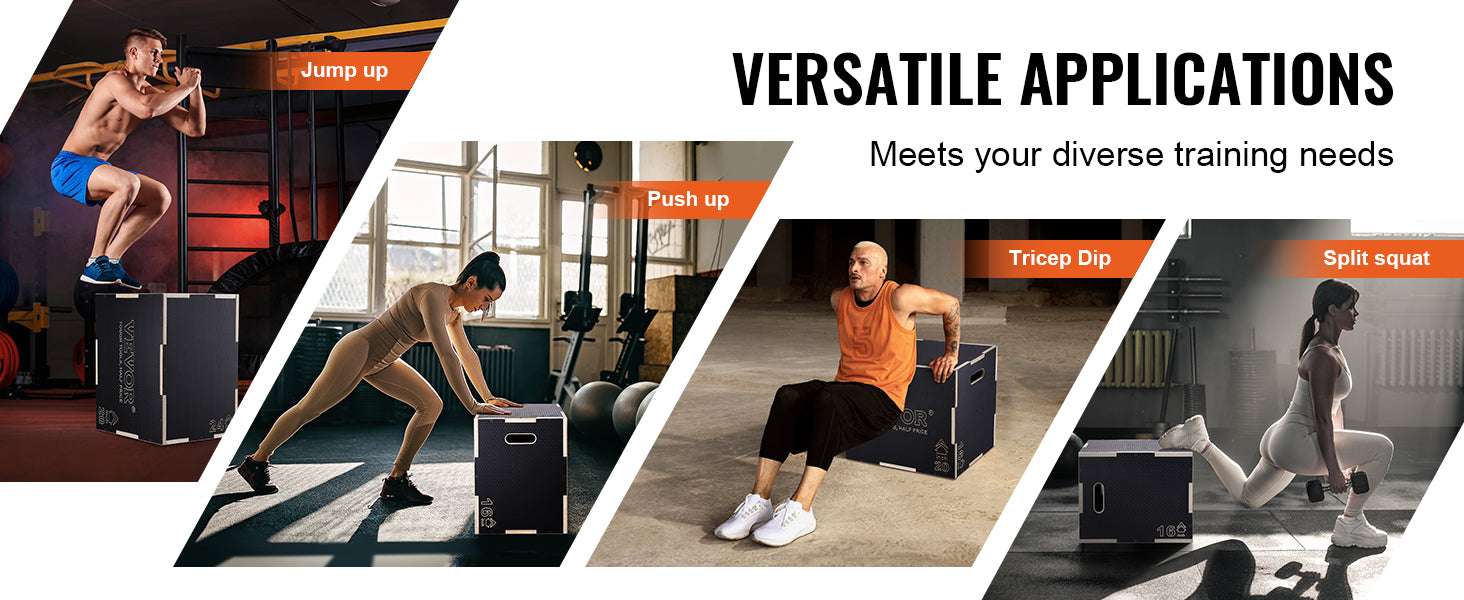 3-in-1 Wooden Plyometric Jump Box with 16" 20" 24" Heights-24x20x16inch / United States