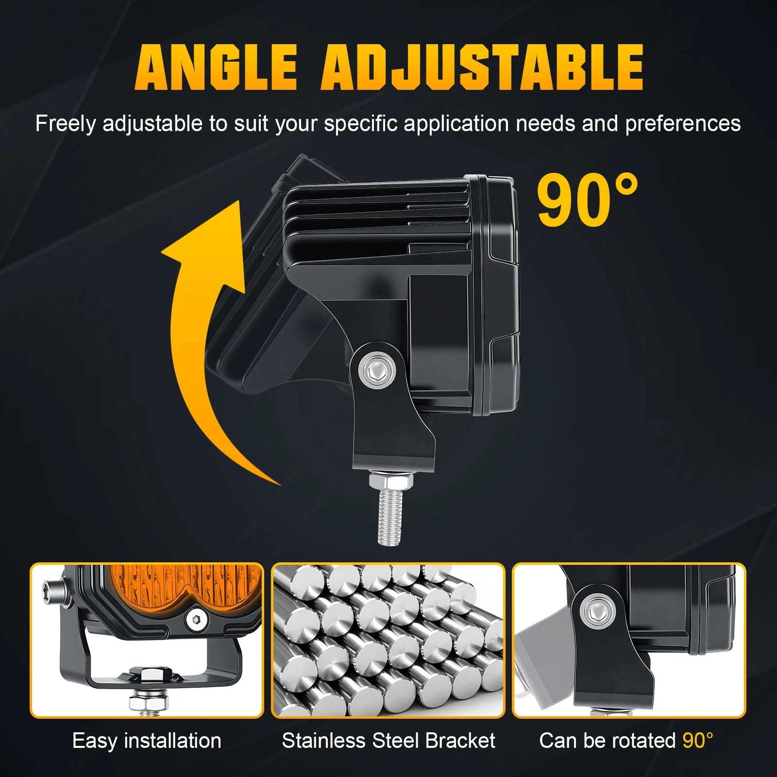 3 Inch 30W LED Pod Light Spot Flood Combo Beam Work Light-2x30W Yellow Flood / China Mainland / 3000LM