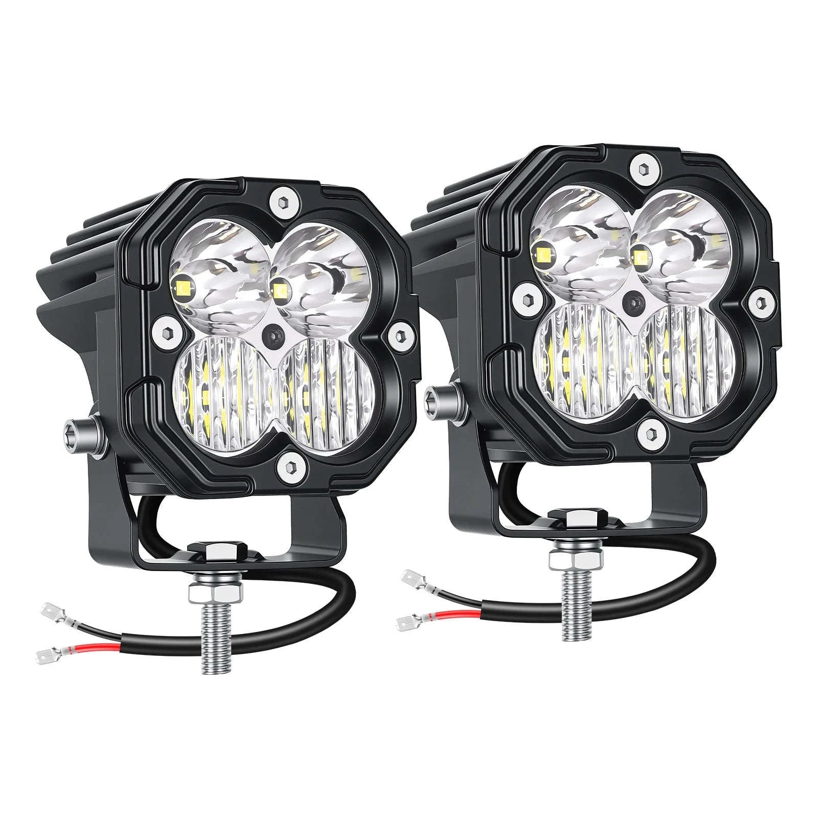 3 Inch 30W LED Pod Light Spot Flood Combo Beam Work Light-2x30W Yellow Flood / China Mainland / 3000LM