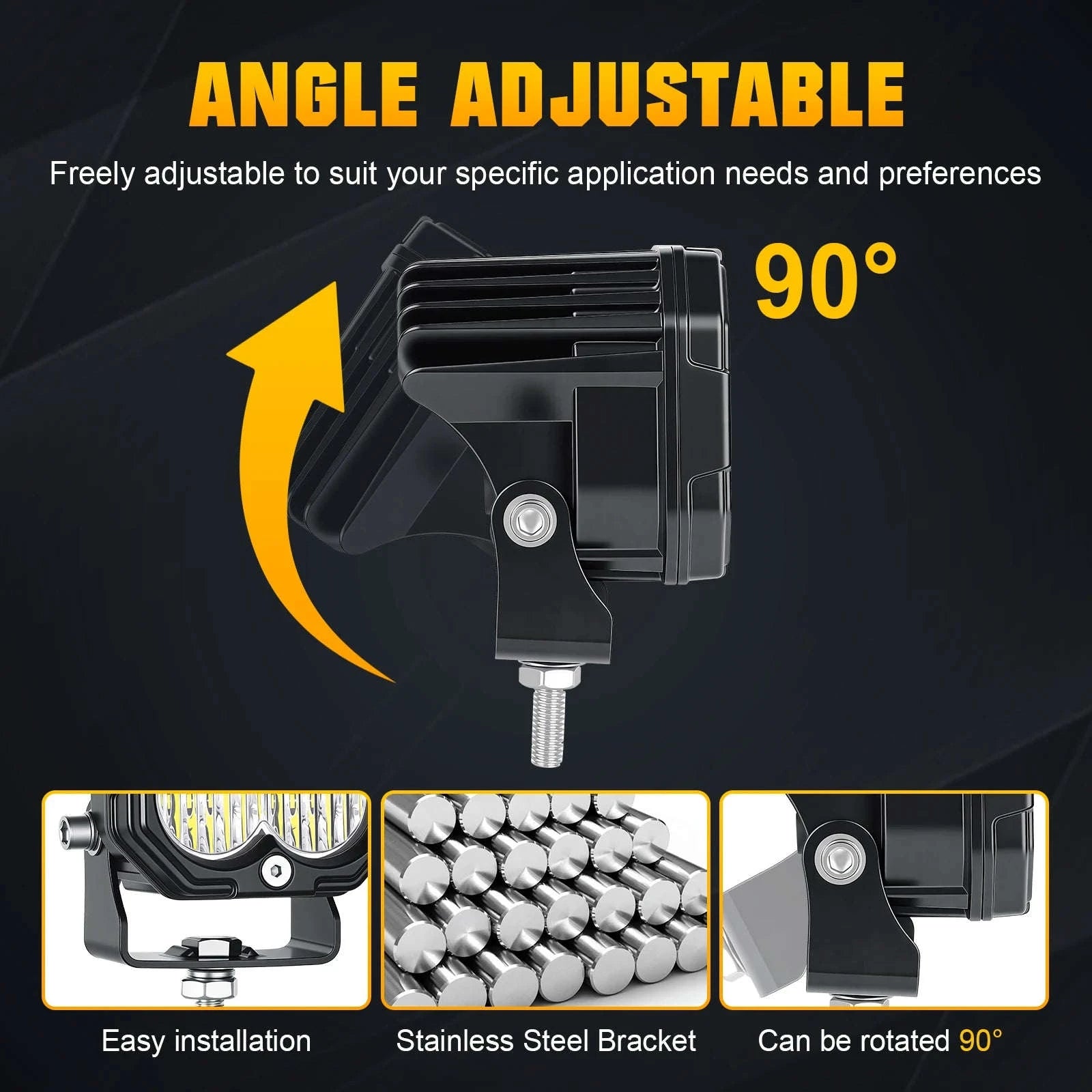 3 Inch 30W LED Pod Light Spot Flood Combo Beam Work Light-2x30W Yellow Flood / China Mainland / 3000LM