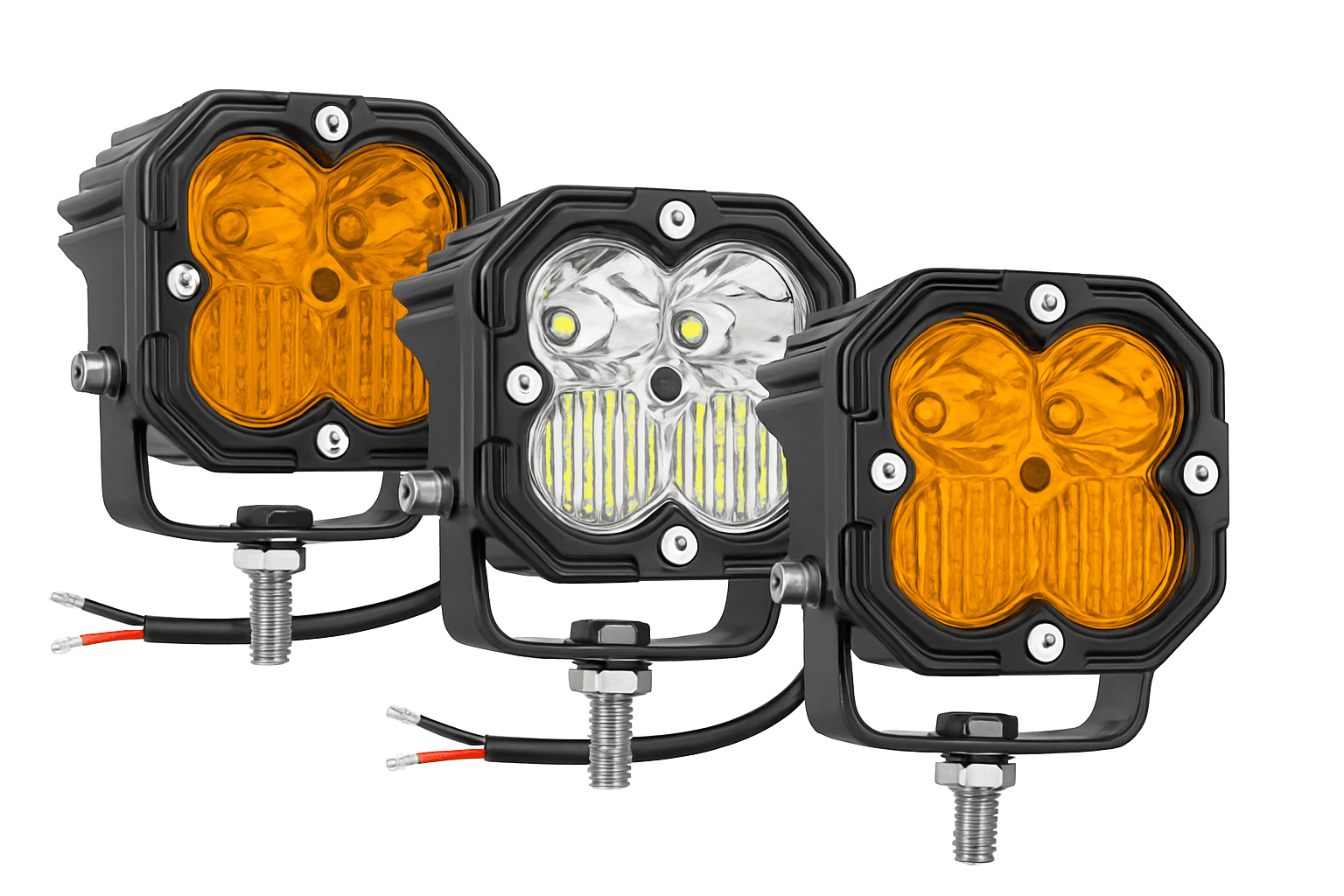 3 Inch 30W LED Pod Light Spot Flood Combo Beam Work Light-2x30W Yellow Flood / China Mainland / 3000LM