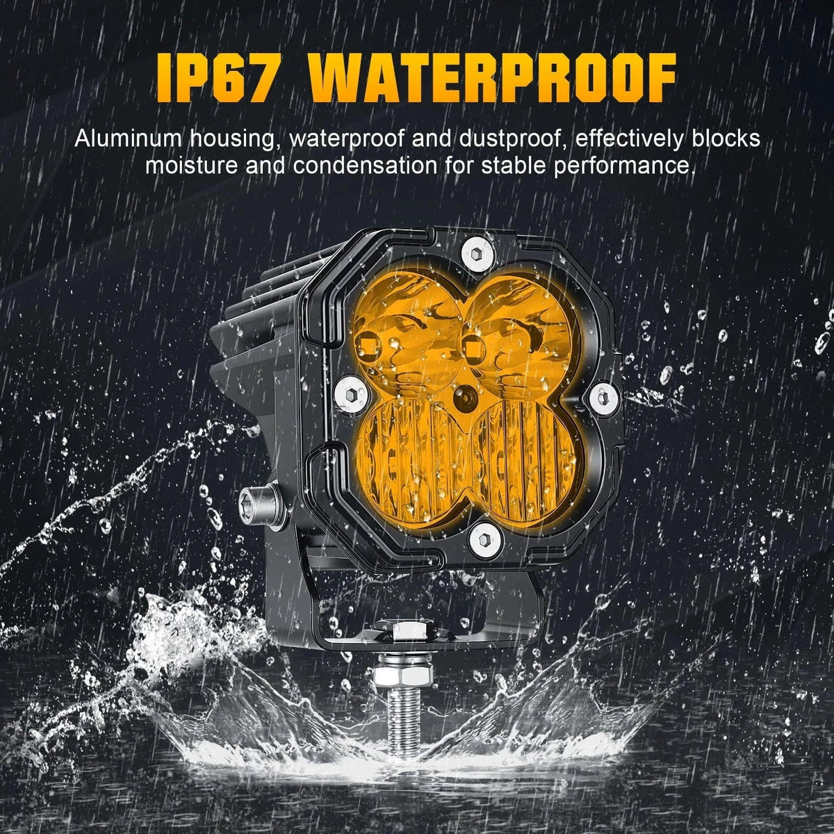3 Inch 30W LED Pod Light Spot Flood Combo Beam Work Light-2x30W Yellow Flood / China Mainland / 3000LM