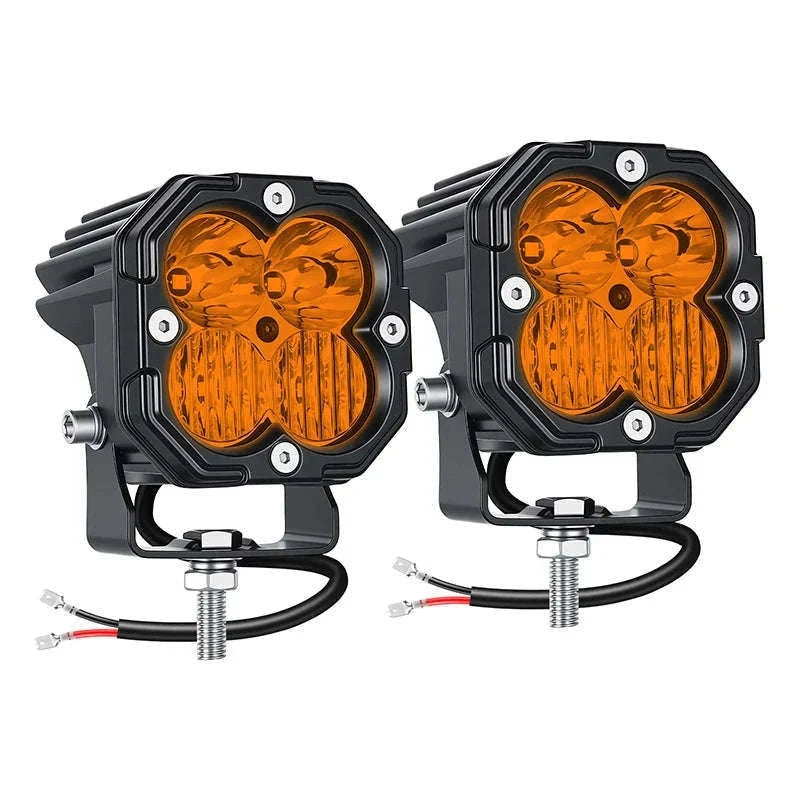 3 Inch 30W LED Pod Light Spot Flood Combo Beam Work Light-2x30W Yellow Flood / China Mainland / 3000LM