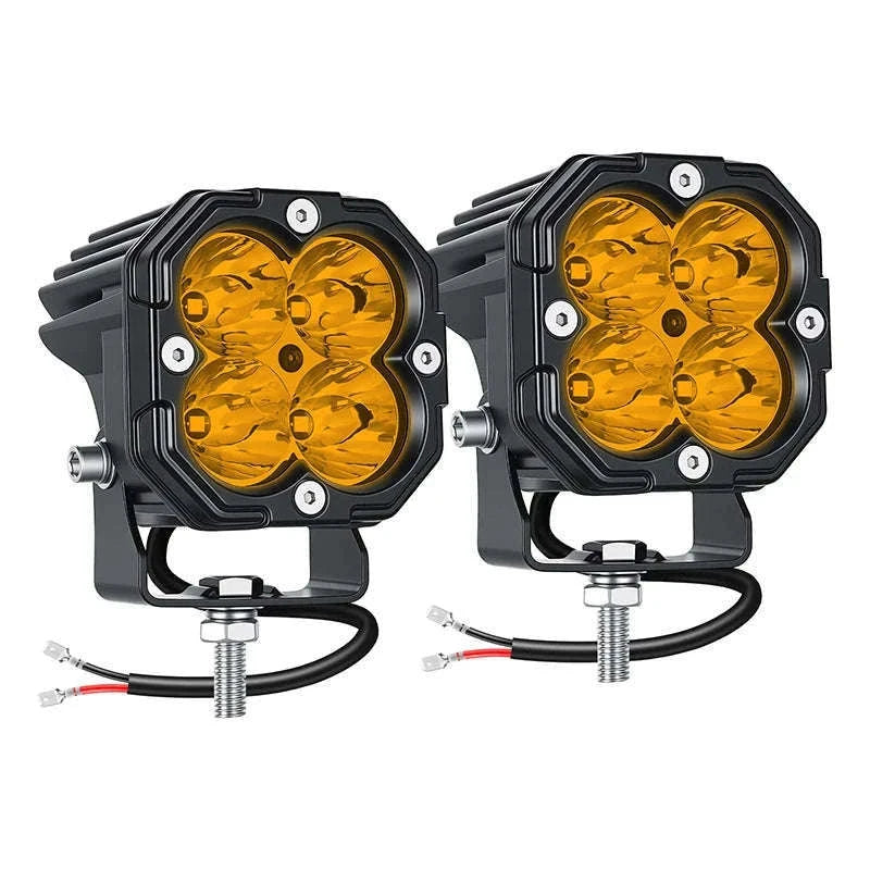 3 Inch 30W LED Pod Light Spot Flood Combo Beam Work Light-2x30W Yellow Flood / China Mainland / 3000LM