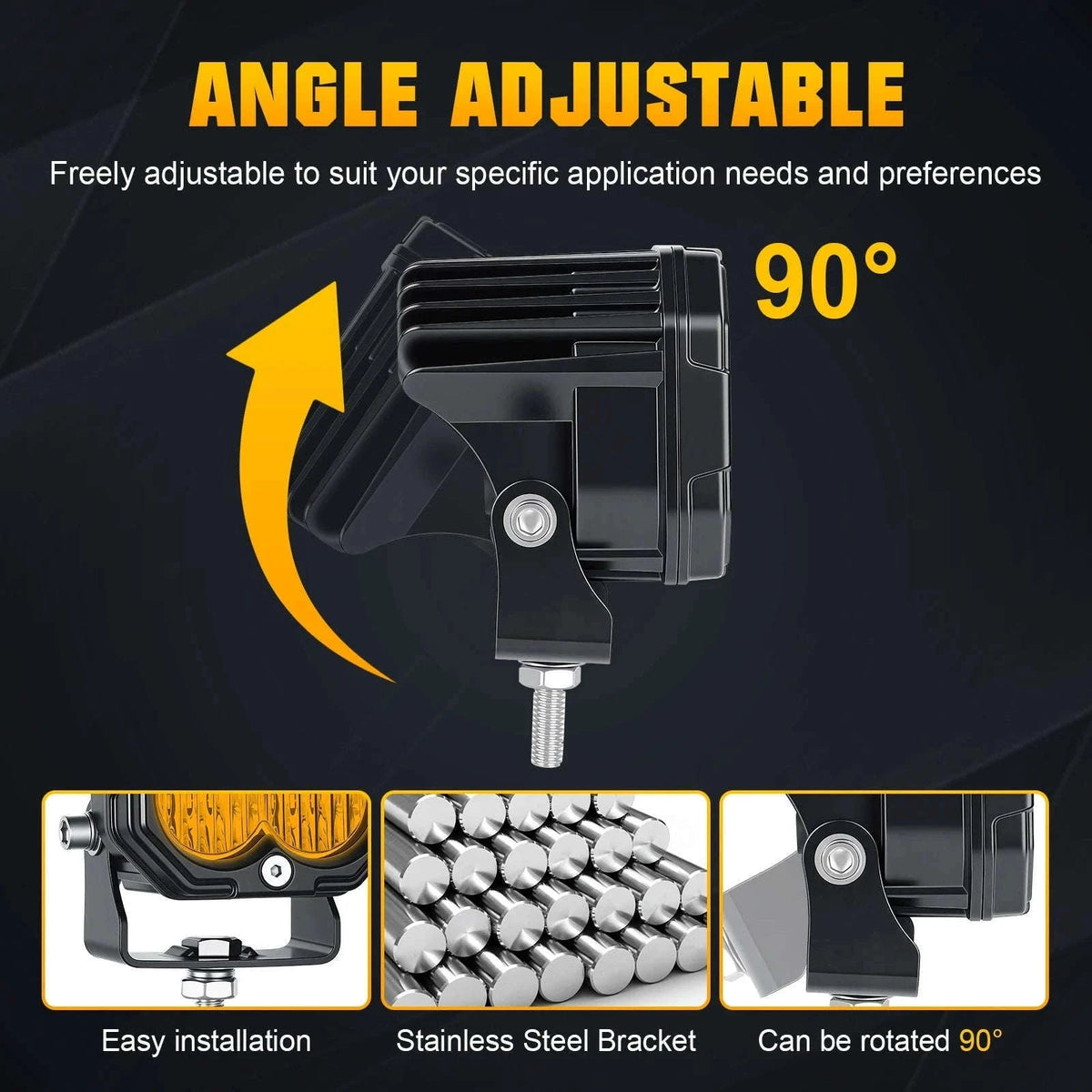 3 Inch 30W LED Pod Light Spot Flood Combo Beam Work Light-2x30W Yellow Flood / China Mainland / 3000LM