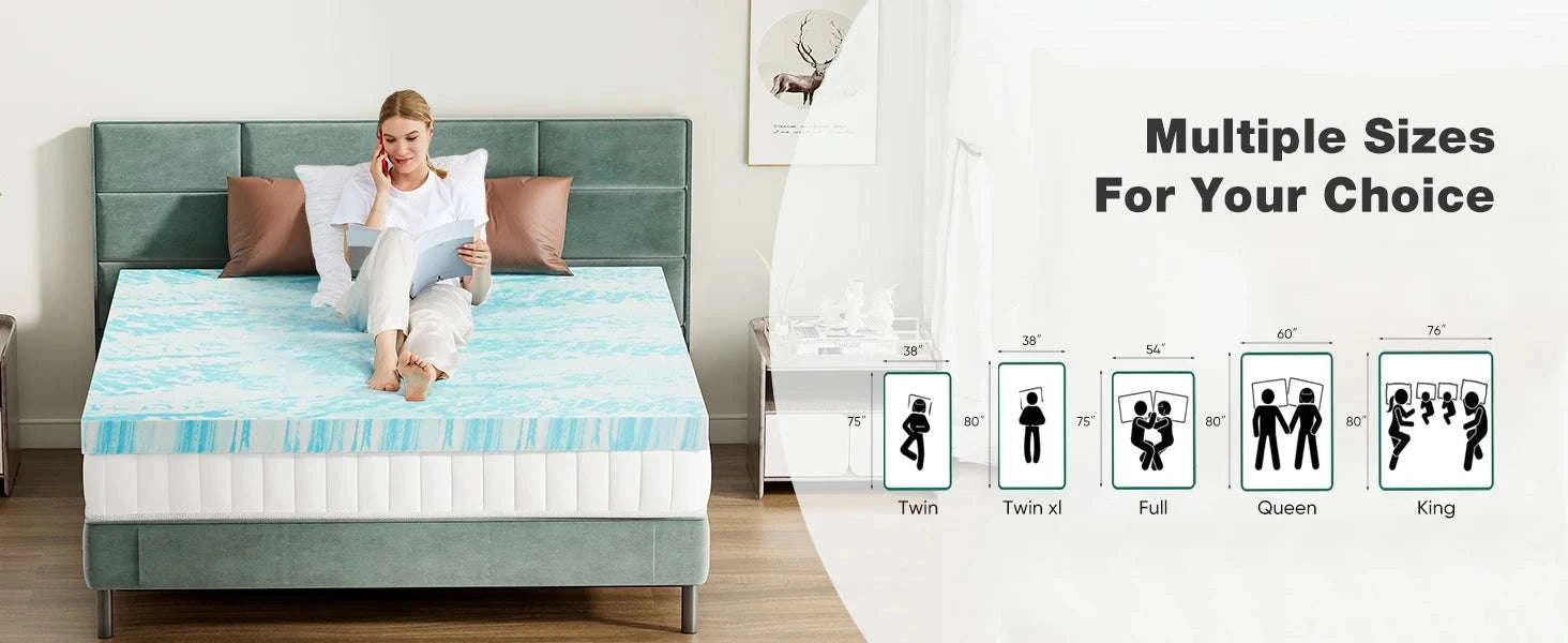 3 Inch Gel Memory Foam Mattress Topper Full Size Cooling Comfort-3ln Full / United States